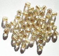 50 6mm Faceted Gold Lined Crystal AB Firepolish Beads